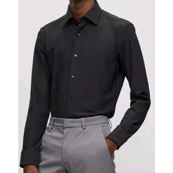 Hugo Boss Men SLIM-FIT SHIRT IN PERFORMANCE- STRETCH JERSEY  Size 34/35 - Picture 1 of 10